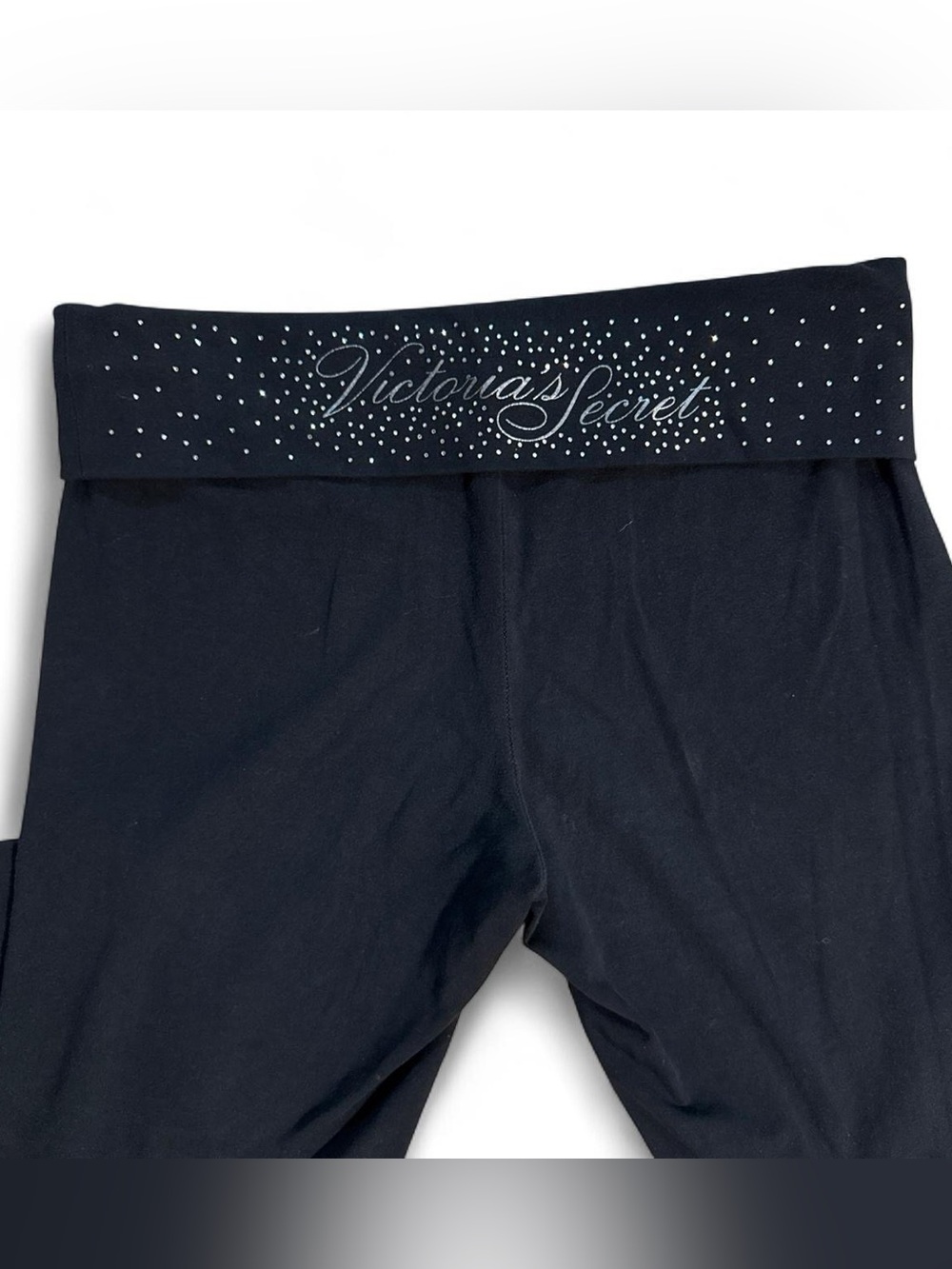 Victoria's Secret Black Women's Leggings with Rhinestone Logo